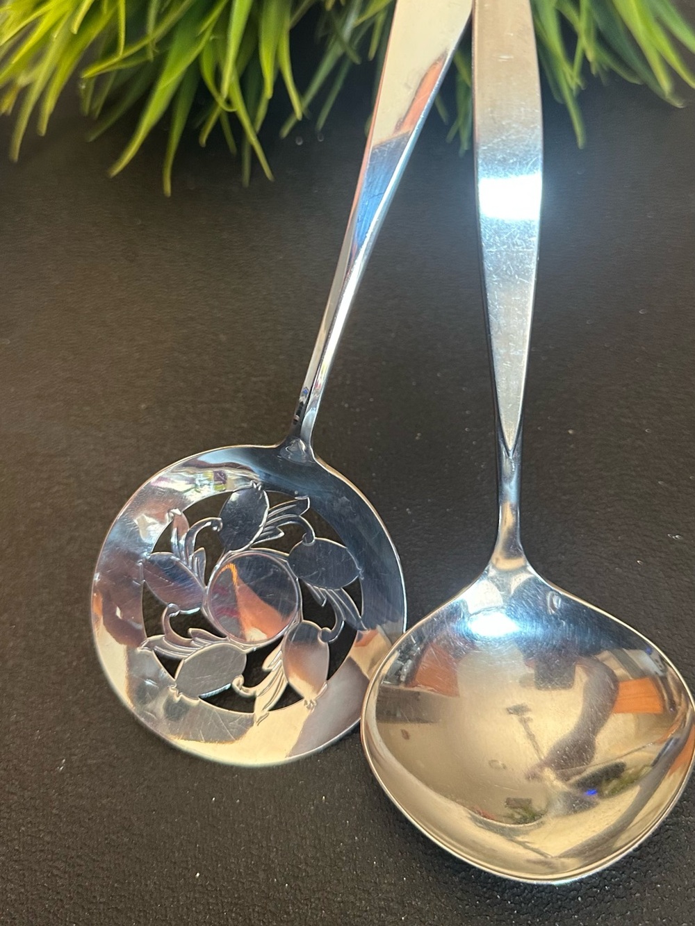 Rogers Silverplated Intl Silver Co Serving Spoon and Oneidacraft stainless ladle